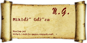 Mikló Géza névjegykártya